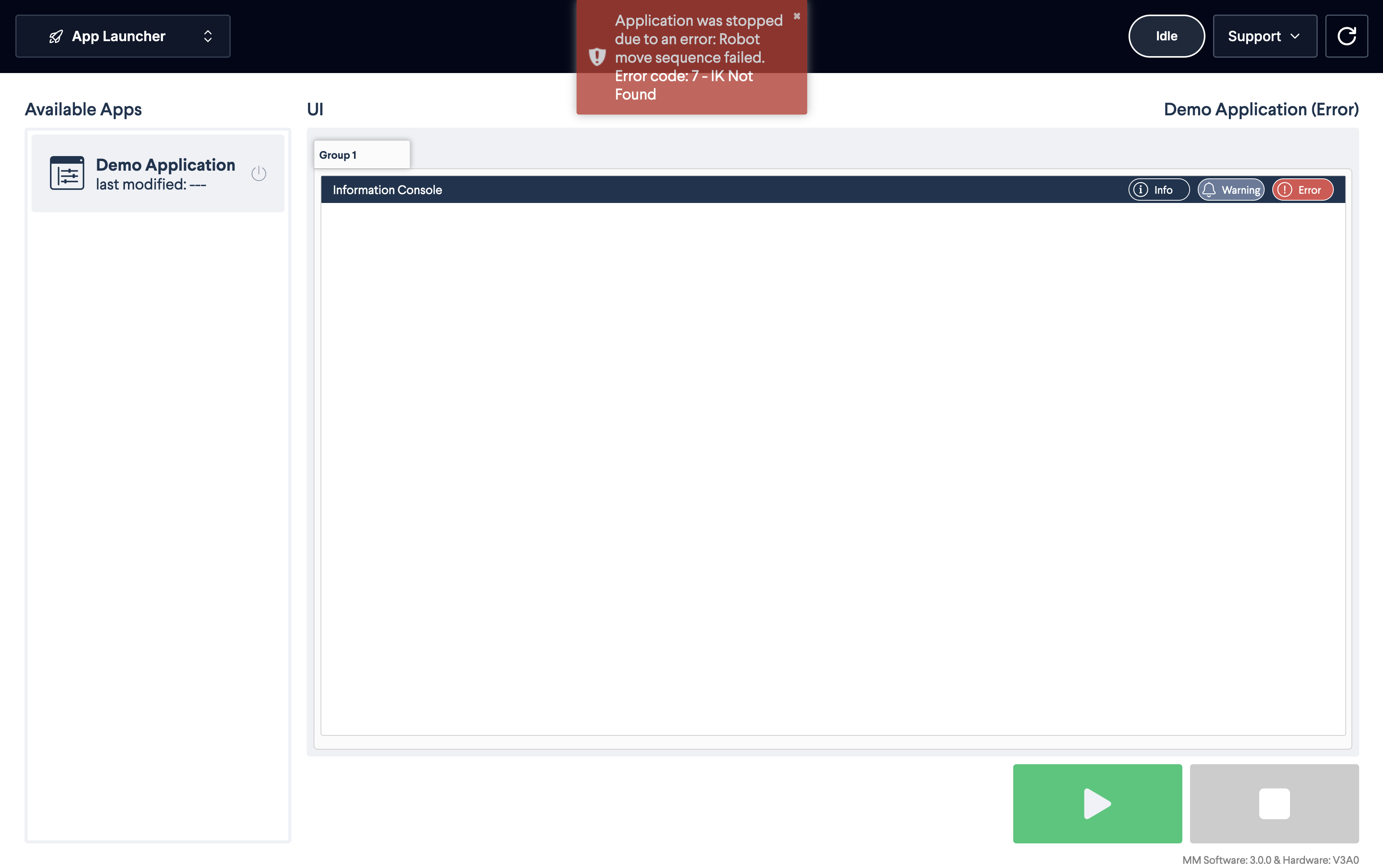 Figure 22a: Motion planner error